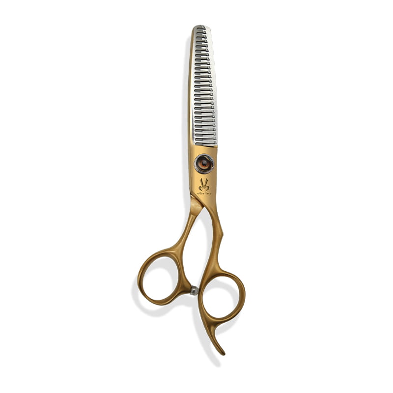 Juego de tijeras de corte de pelo con alto contenido de nitrógeno, tamaño completo, dorado mate
